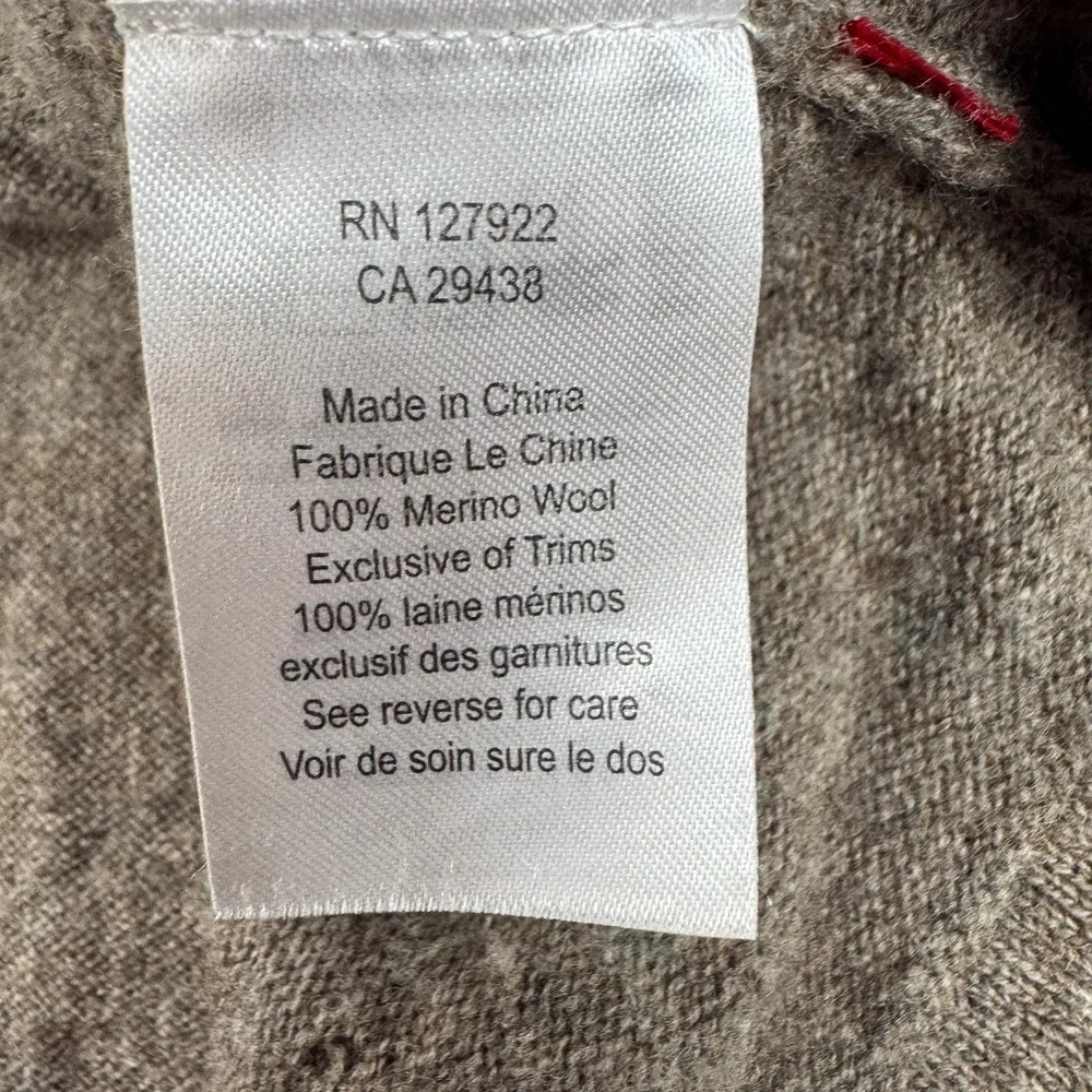 Mountain Khakis Sweater Mens 2XL Brown 100% Merino Wool 1/4 Zip Pullover Knit